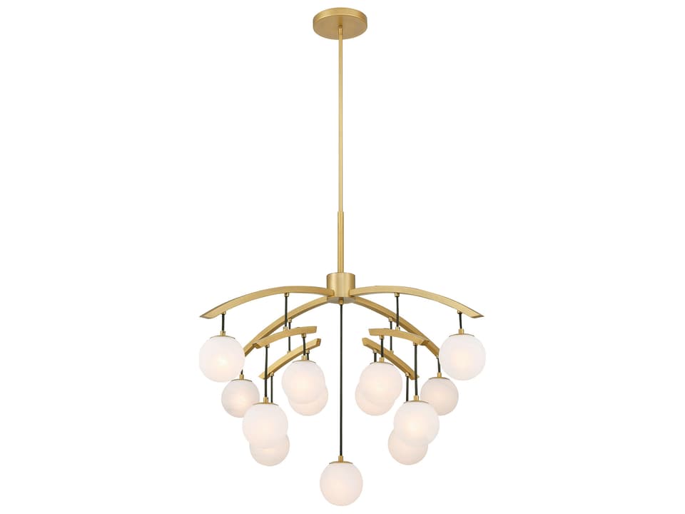 Curven 13-Light Globe Chandelier in Legacy Brass