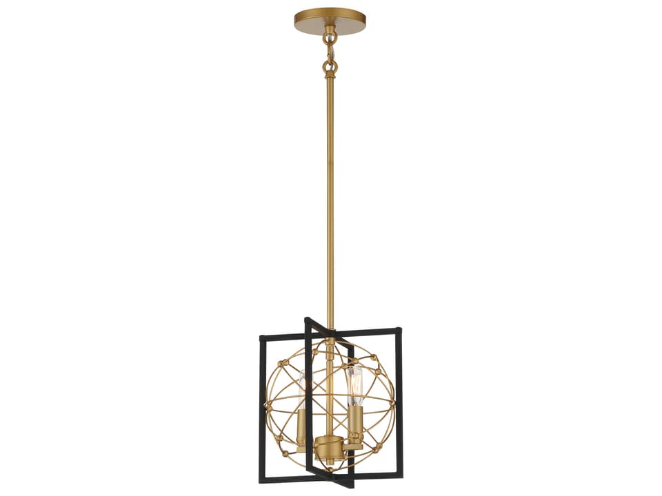 2-Light Titans Trace Mini Pendant Light in Sand Coal and Painted Honey Gold