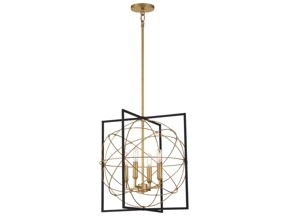 Minka-Lavery Titans Trace 4-Light Open Frame Pendant Light Sand Coal with Painted Honey Gold