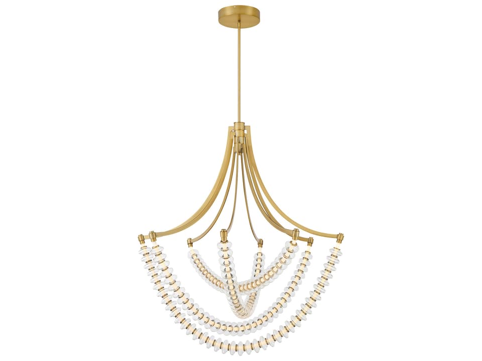 Pearl LED Linear Tiered Chandelier in Legacy Brass