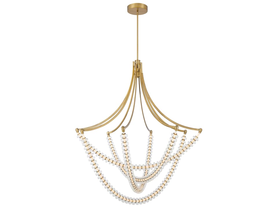 Pearl LED Tiered Chandelier in Legacy Brass with Clear Glass