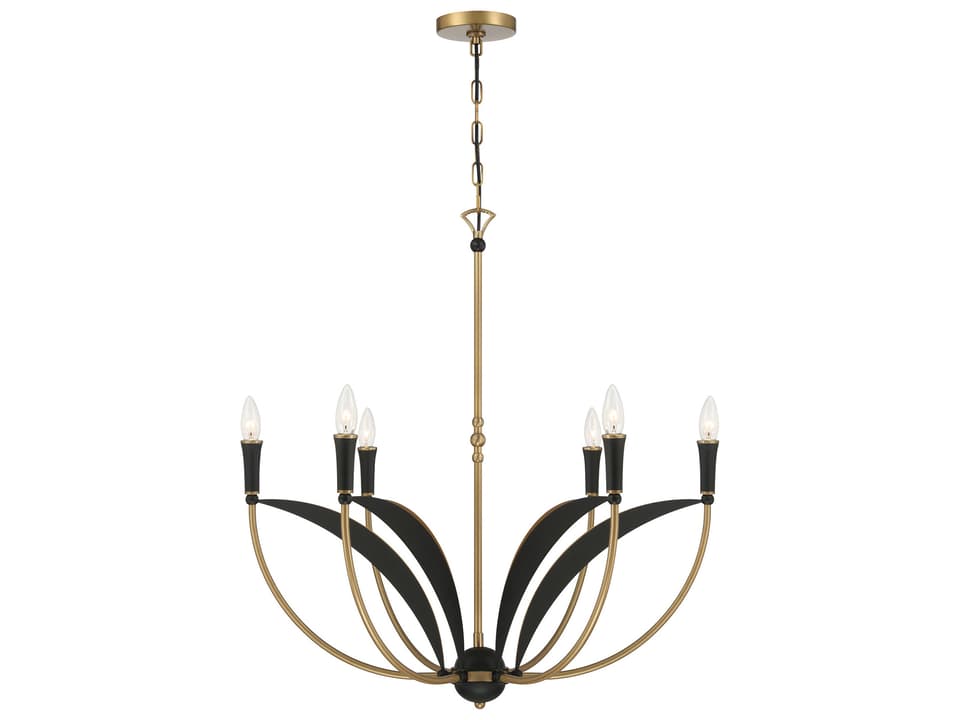 6-Light Miller Chandelier in Legacy Brass and Sand Coal