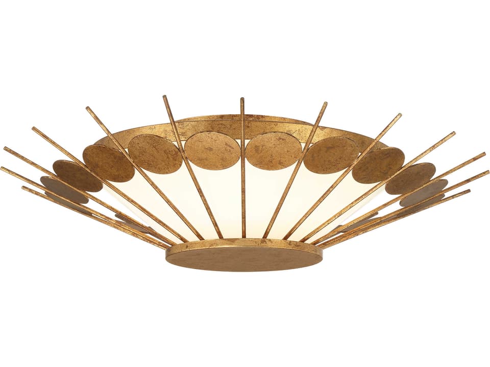 Capieso Modern Elara Gold LED Flush Mount with White Glass