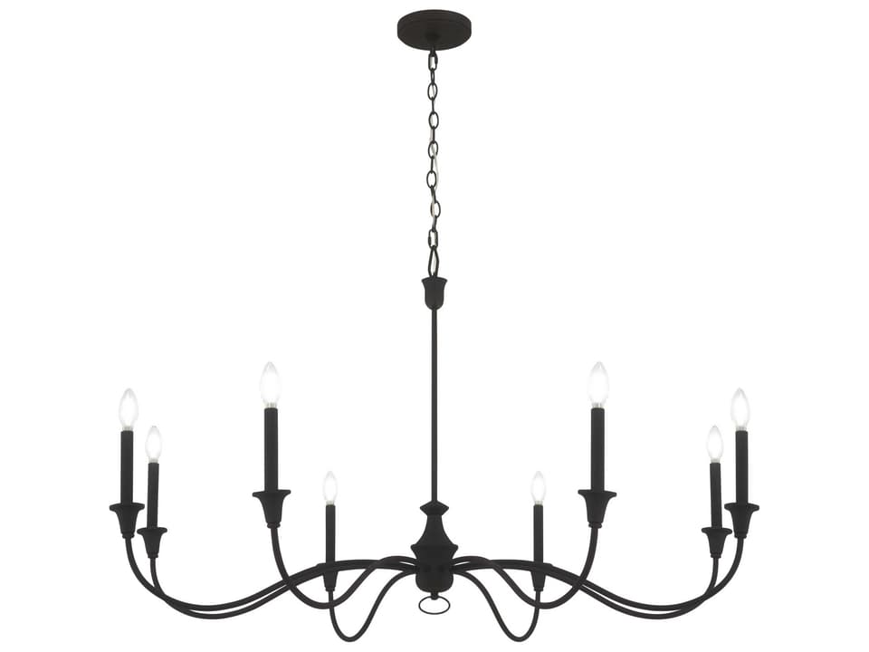 8-Light Halifax County Chandelier in Textured Coal Black