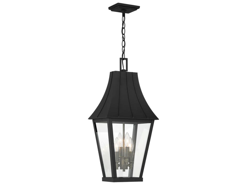 Chateau Grande 4-Light Outdoor Hanging Lantern in Coal with Gold
