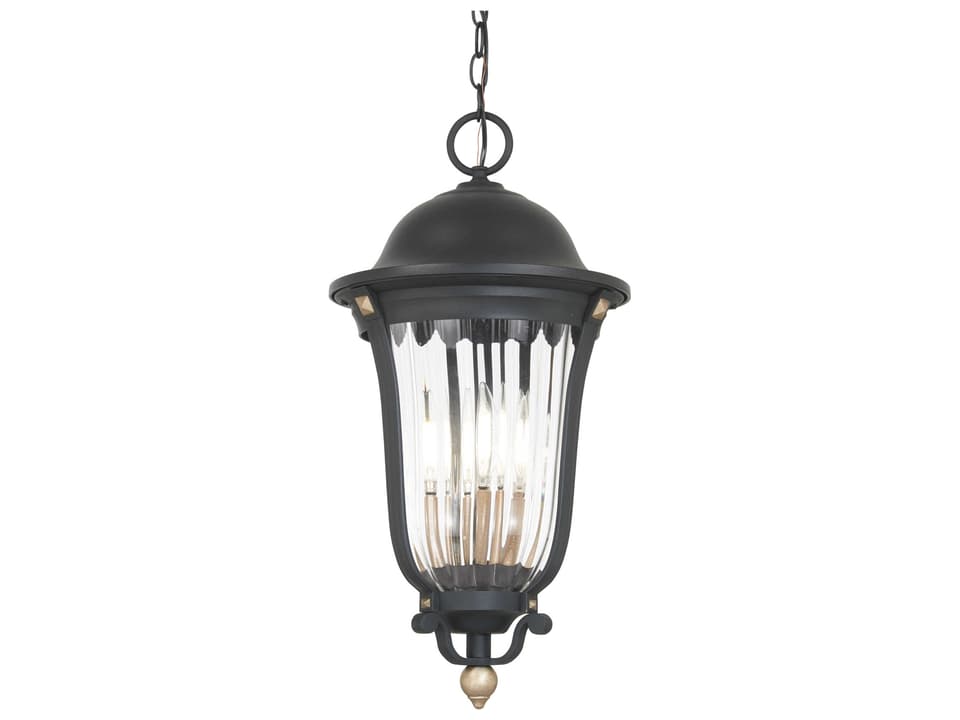 Peale Street 4-Light Outdoor Hanging Lantern in Sand Coal and Vermeil Gold