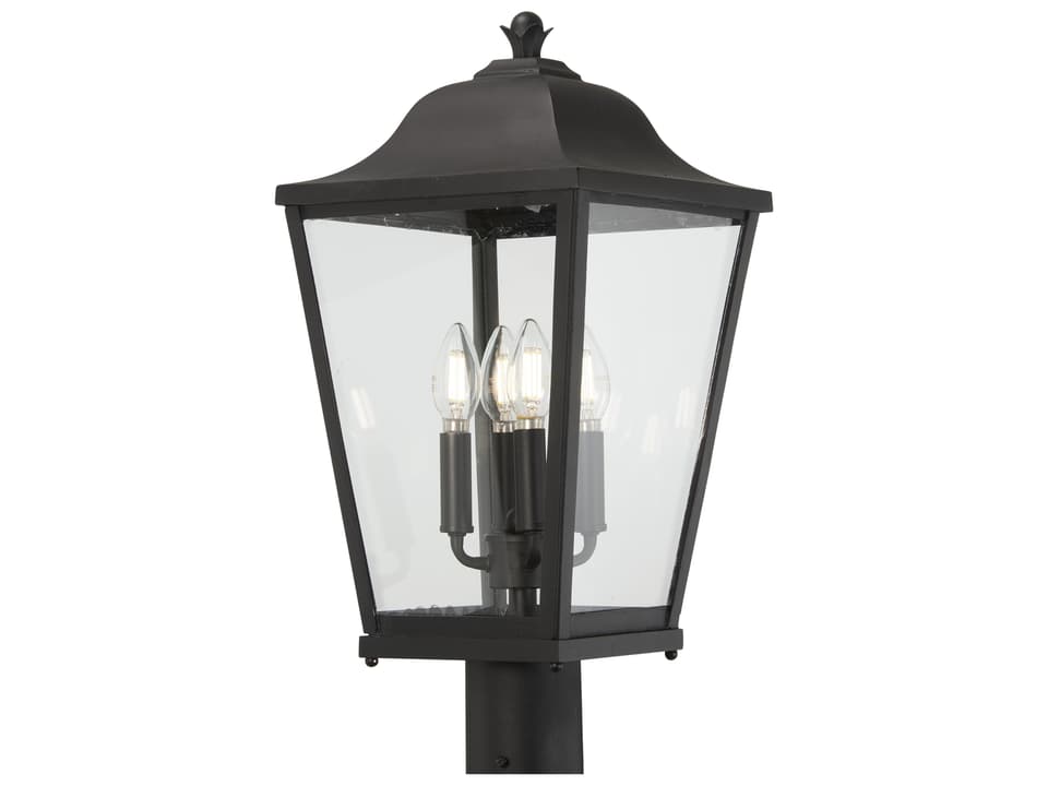 Savannah 4-Light Outdoor Post Mount in Sand Coal with Clear Glass