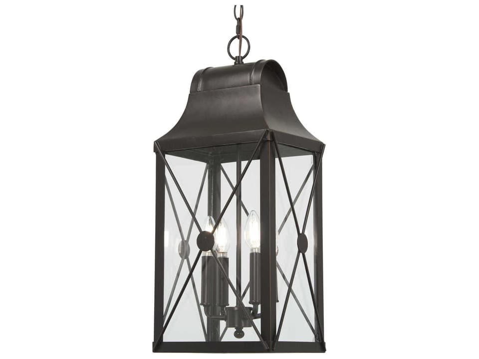 De Luz 4-Light Outdoor Hanging Light in Oil Rubbed Bronze with Gold Highlights
