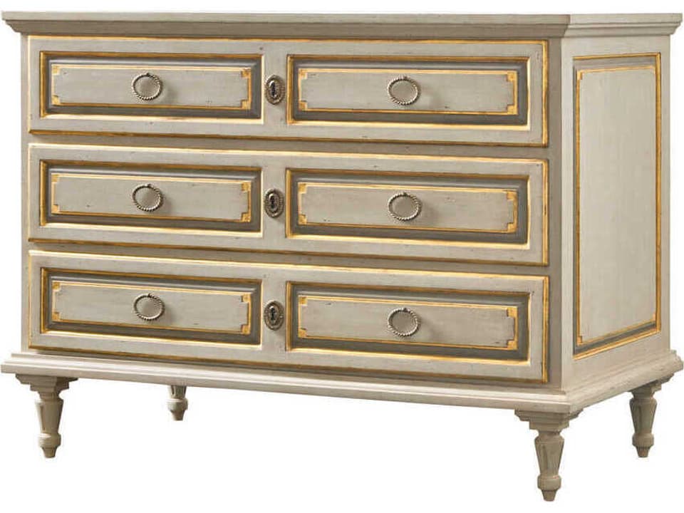 Vallieu Commode Antique Painted Beige with Antique Brass Hardware