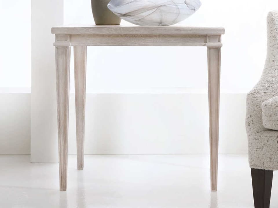 Salone Square Wood End Table in Whitewashed Oak