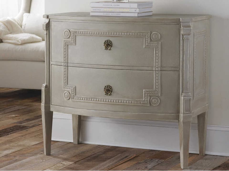 Gustavian Bowfront Commode Hand Painted Gray