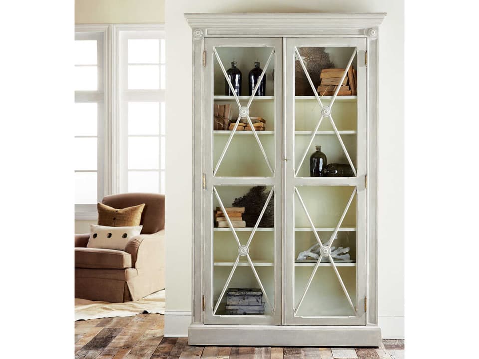 Swedish Hand Painted Antique Grey Display Cabinet