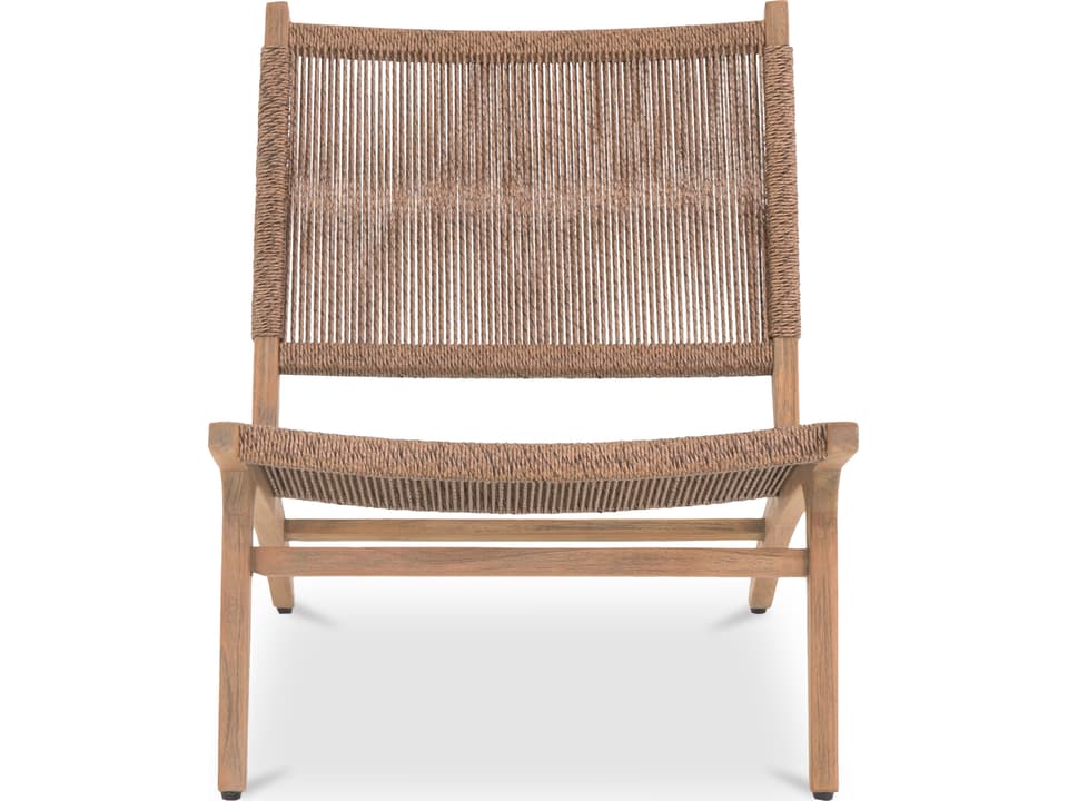 Palma Lounge Chair with Synthetic Rattan Seat in Warm Brown