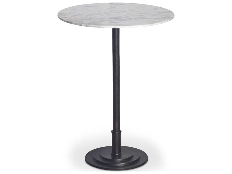 Tori 30-Inch Round Aluminum Bar Table with Marble Top in White