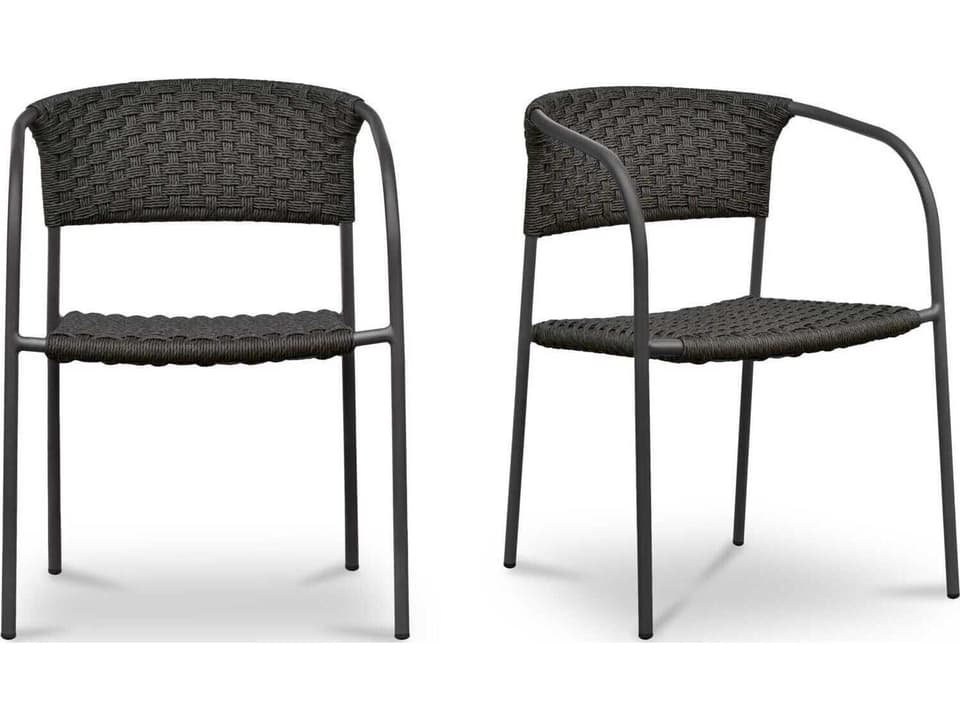 Zola Brown Steel Wicker Dining Chair Set of 2