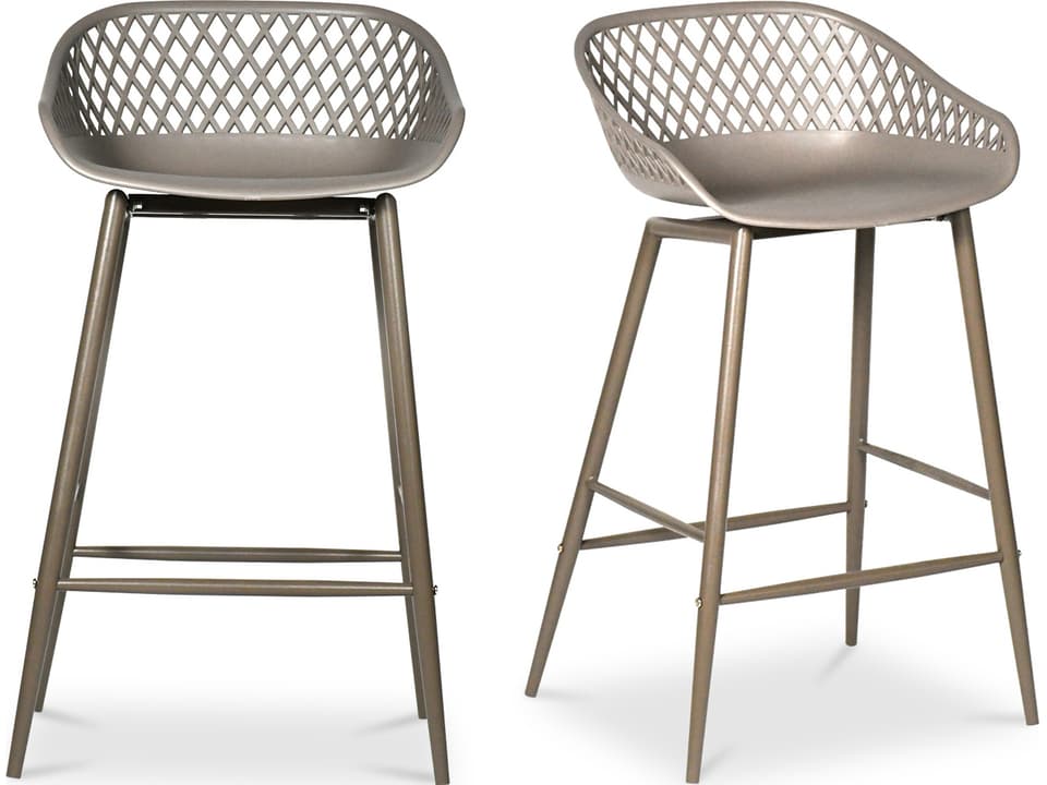 Grey Recycled Plastic Steel Counter Stool - Set of Two