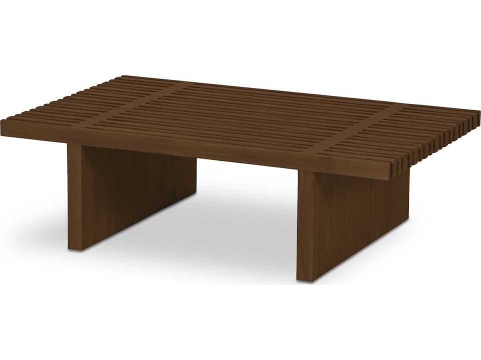 Fletcher 50-Inch Rectangular Solid Teak Coffee Table in Dark Toasted Brown