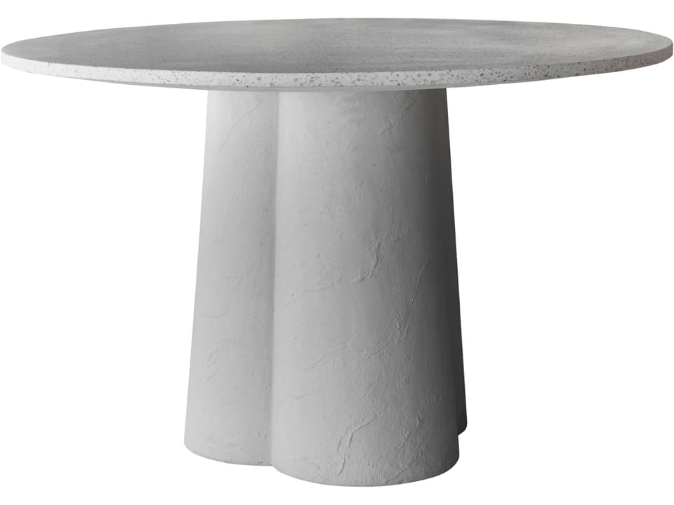 Mono Concrete Round Dining Table with White Terrazzo Top