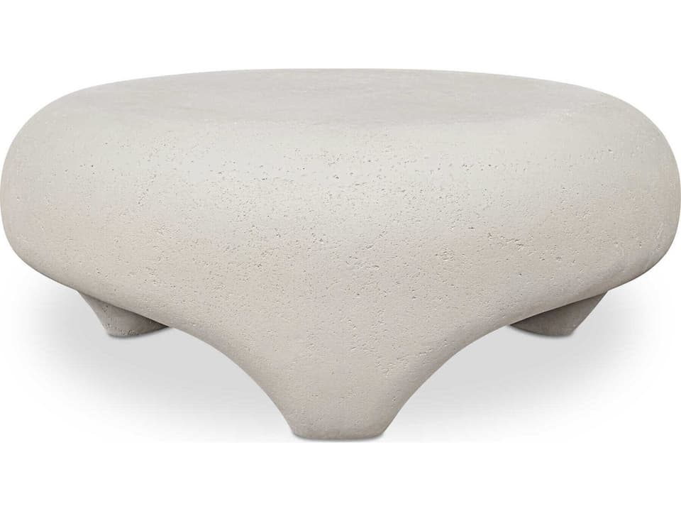 Ines Concrete Round Coffee Table in White