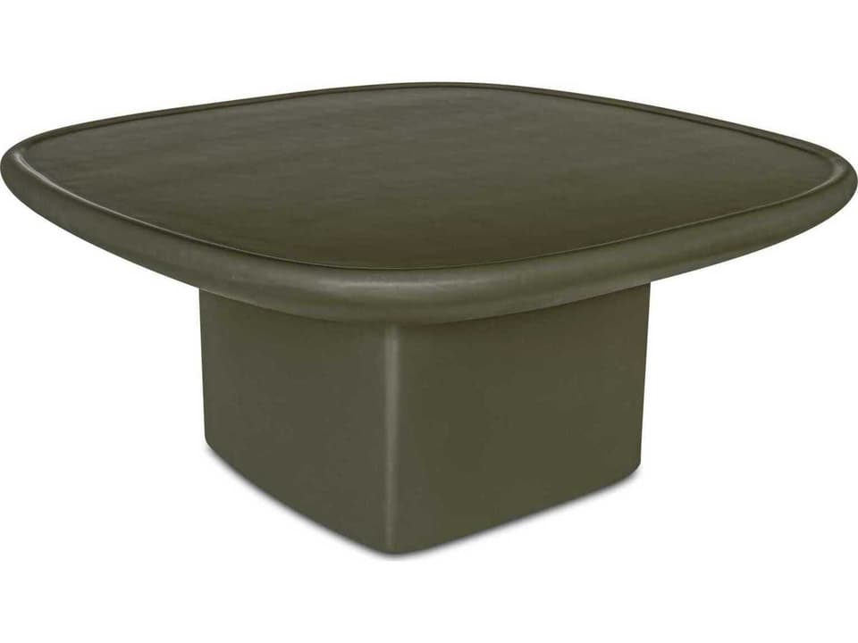 Manon Concrete Fiberglass Square Coffee Table in Deep Green