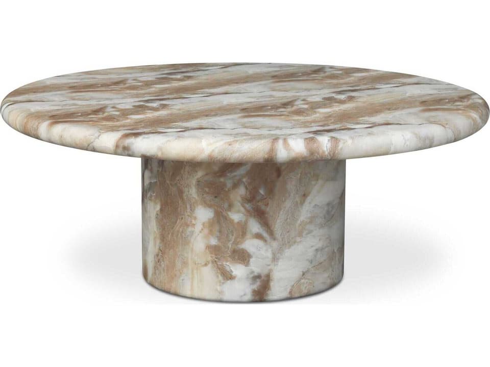 Frida 40-Inch Round Concrete Outdoor Coffee Table in Brown
