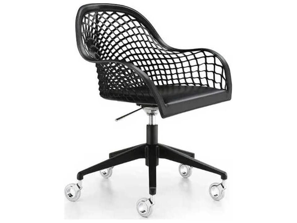 Guapa Black Leather Adjustable Swivel Office Chair