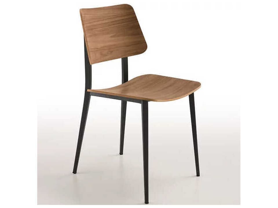 Joe Walnut Wood Black Armless Dining Side Chair