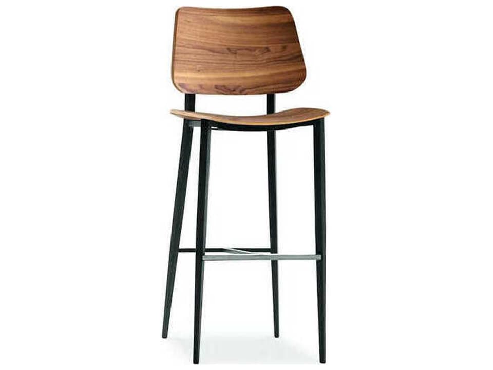 Joe Walnut Wood Counter Stool with Graphite Steel Frame