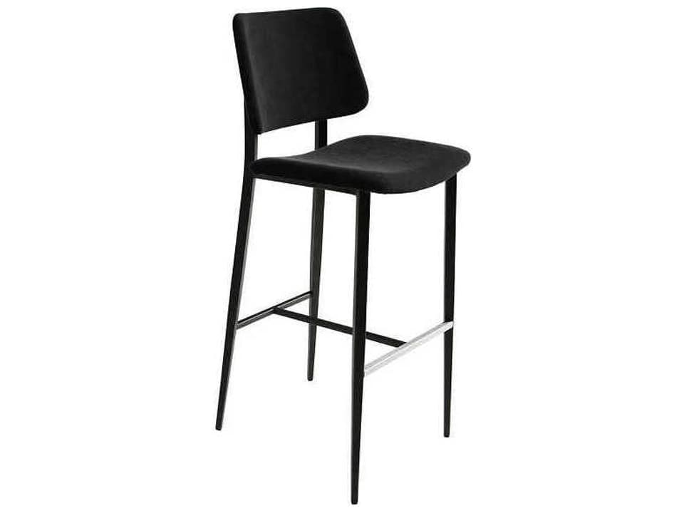 Joe Leather Walnut Wood Counter Stool with Graphite Steel Frame