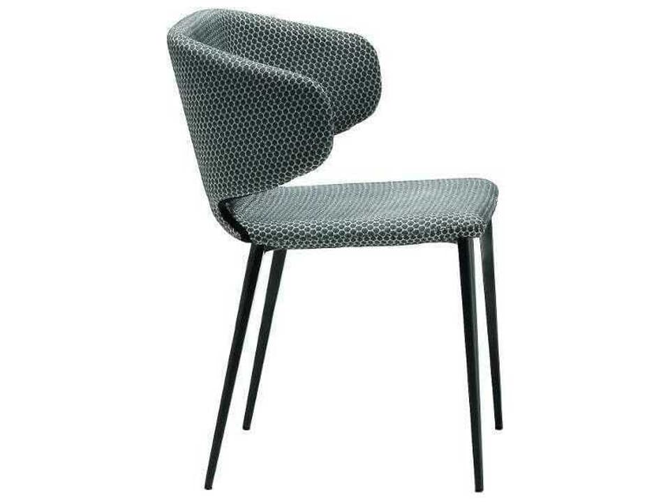 Wrap Upholstered Arm Dining Chair in Black with Metal Base