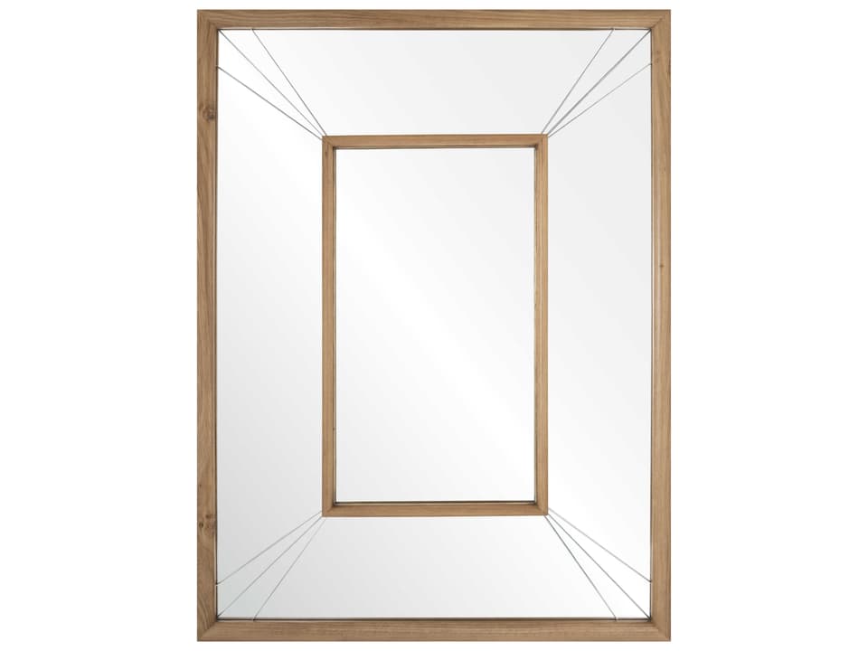 Michael S. Smith Oak Rectangular Wall Mirror with Brass Inlay