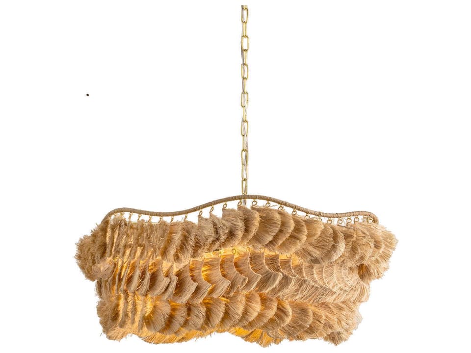 Daria 1-Light Aged Brass Chandelier with Banana Fiber Shade