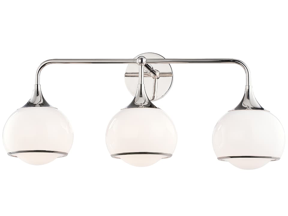 Reese 3-Light Polished Nickel Wall Sconce with Opal Glass Shades