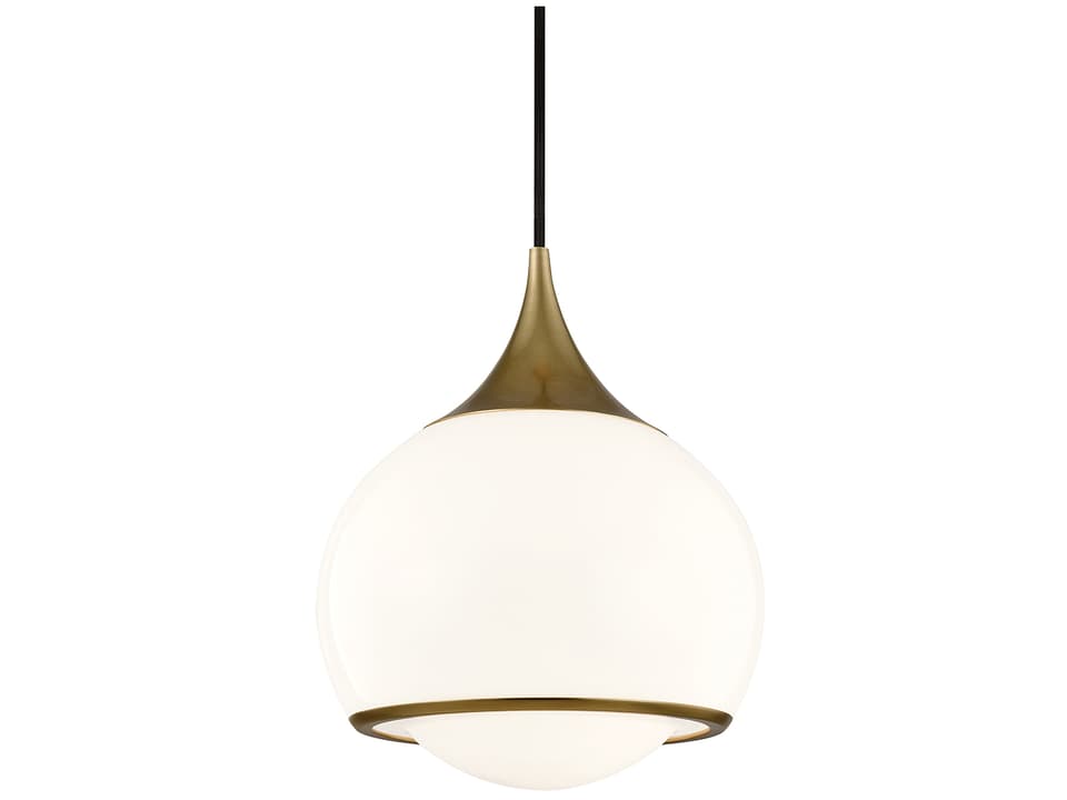 Reese 1-Light Mini Pendant Light in Aged Brass with Opal Glass