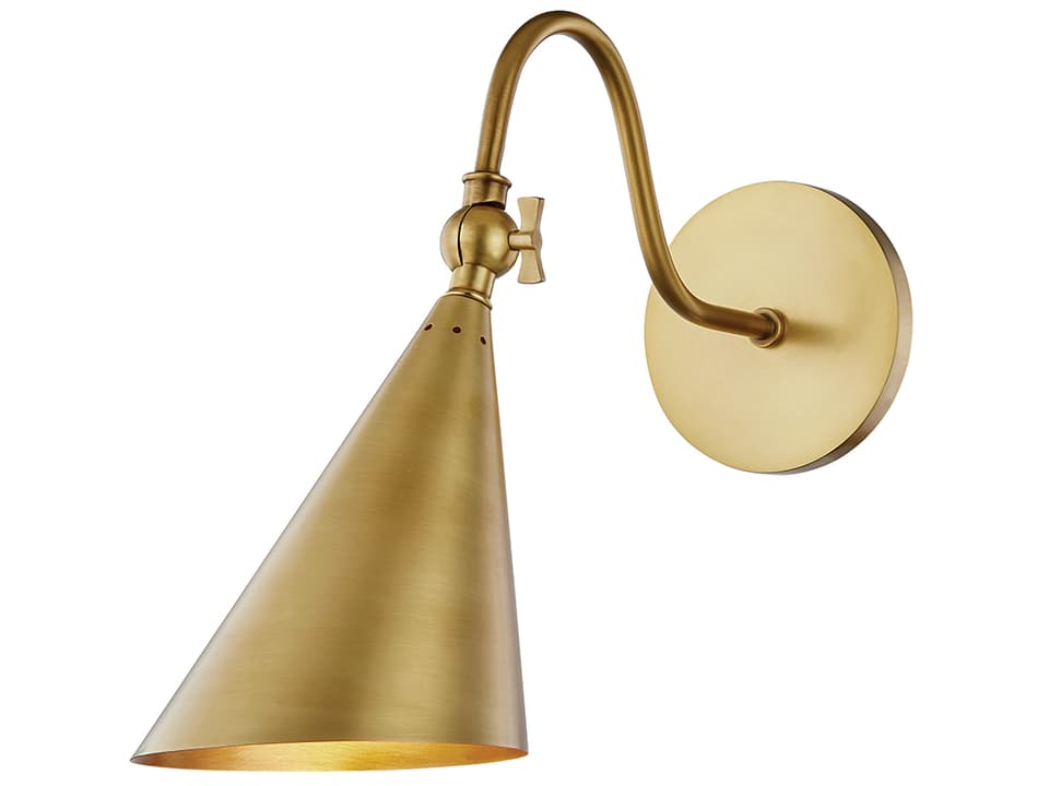 Lupe 1-Light Wall Sconce in Aged Brass with Swivel Key