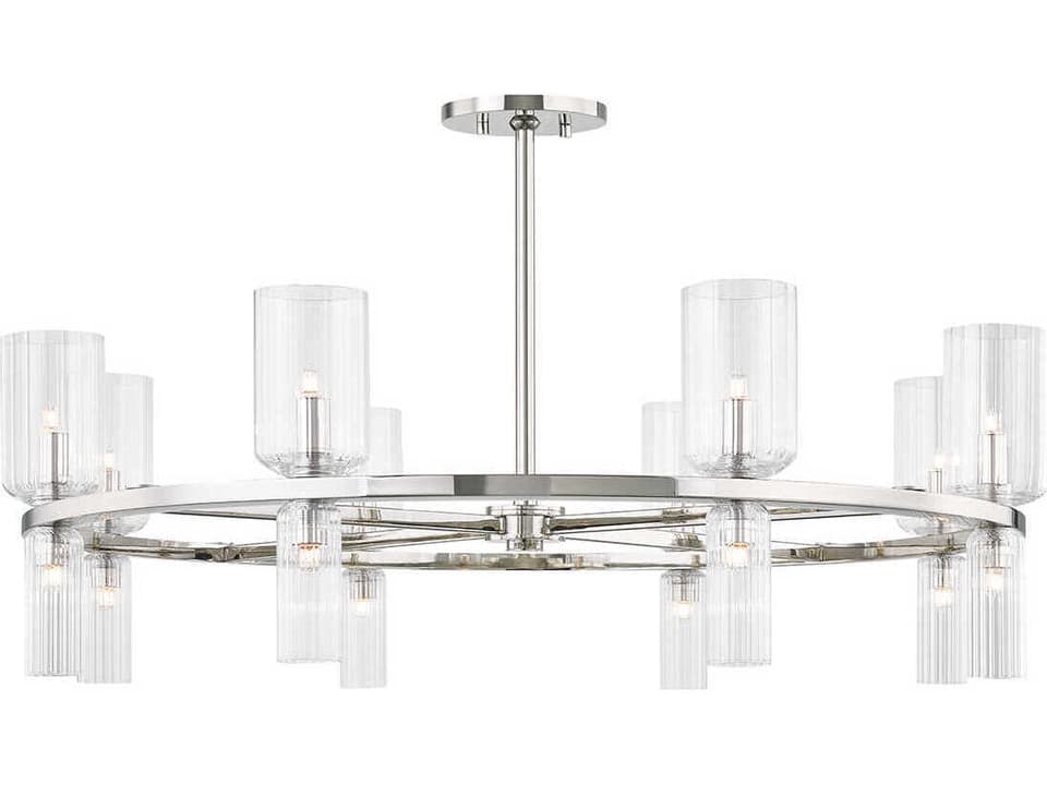 16-Light Tabitha Chandelier with Glass Cylinder Shades in Polished Nickel