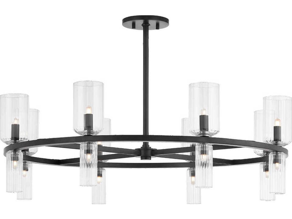 Tabitha 16-Light Soft Black Glass Cylinder Chandelier