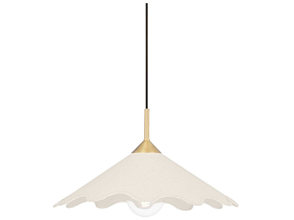 Sodsai 1-Light Pendant Light in Aged Brass with Linen Shade