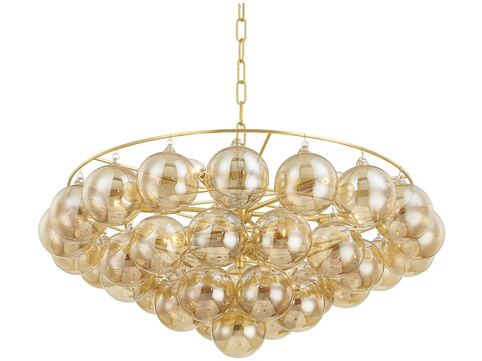 9-Light Mimi Chandelier in Aged Brass with Champagne Glass