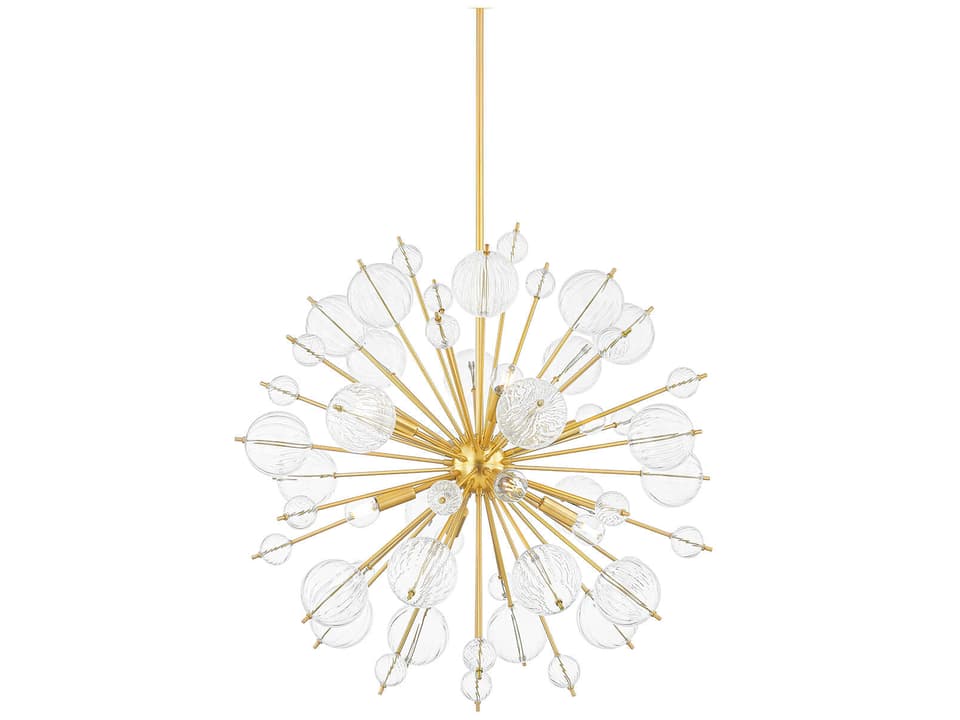 Linnea 8-Light Aged Brass Sputnik Chandelier with Clear Glass Orbs