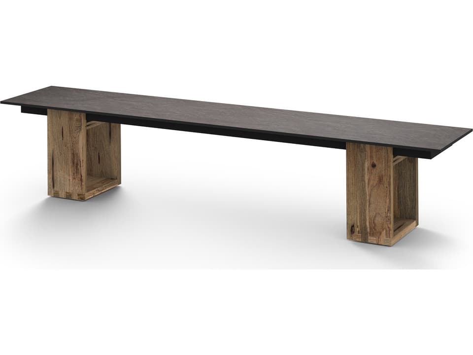 Aiko Outdoor Patio Bench with Recycled Teak and HPL Top