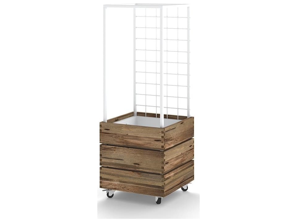 Aiko Square Planter Upcycled Teak and Aluminum