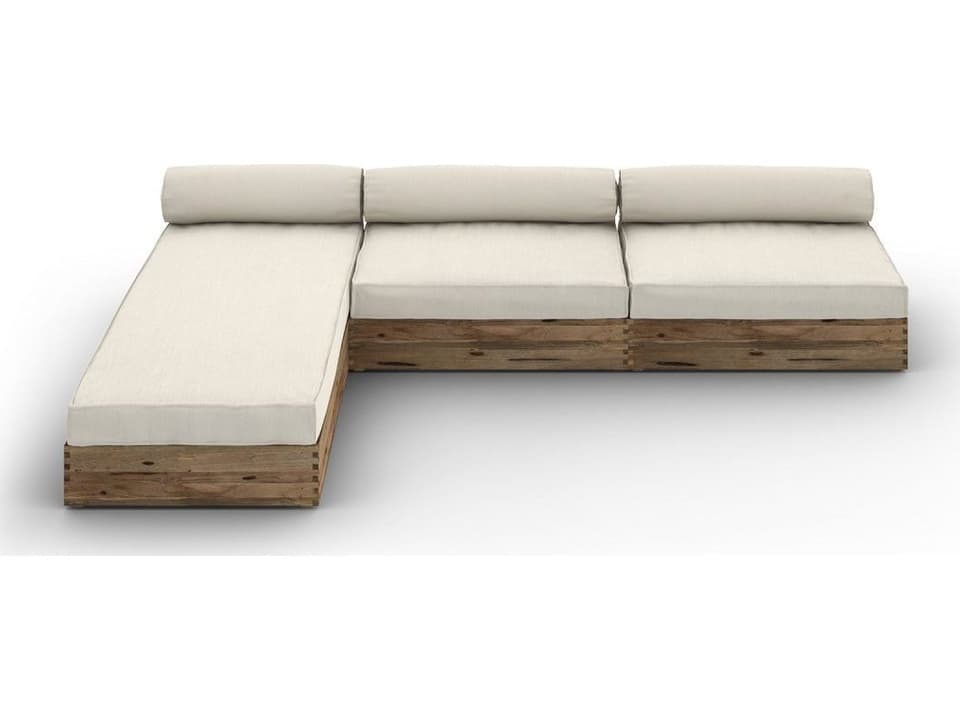 Aiko Modular Outdoor Lounge Sectional with Teak Base