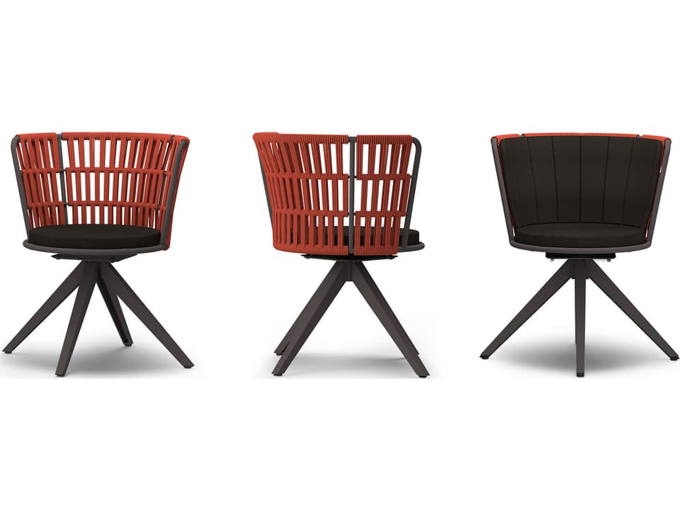 Daisy Rae Aluminum Rope Swivel Dining Armchair