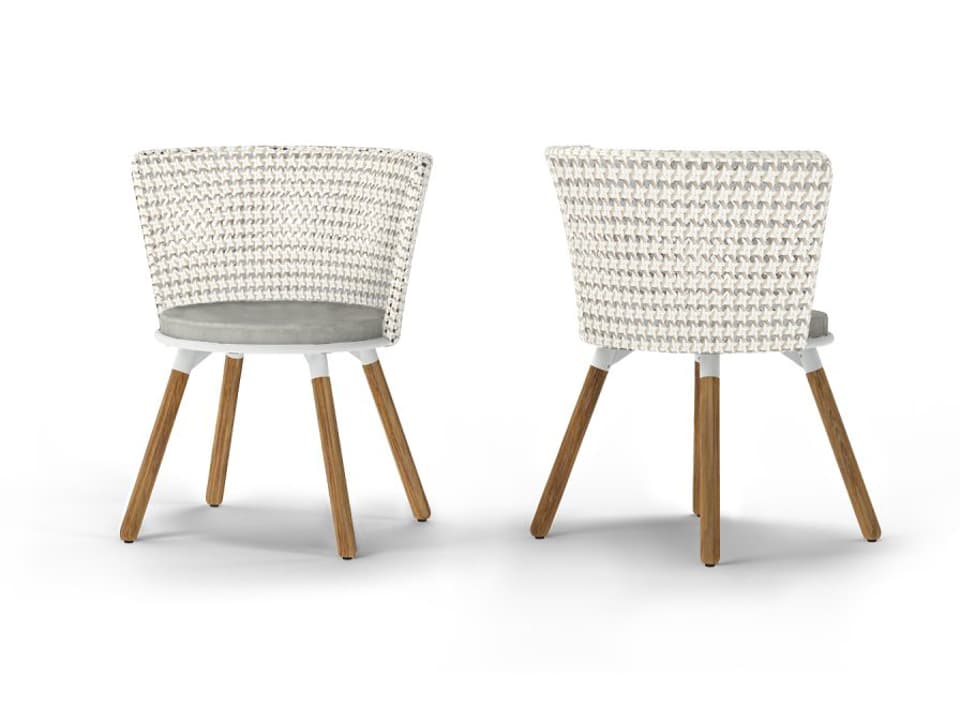 Daisy Mae Quick Ship Aluminum Wicker Dining Chair with Recycled Teak Legs