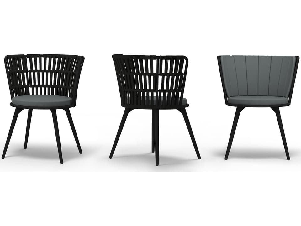 Daisy Rae Quick Ship Aluminum Rope Dining Armchair in Anthracite