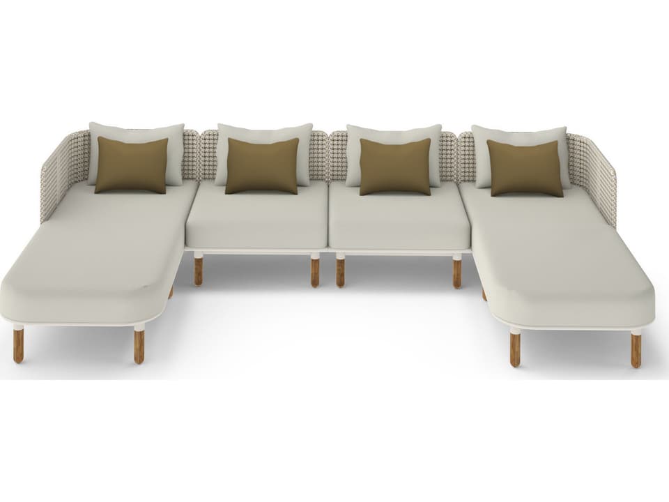 MamaGreen Daisy Mae Deep Seating Teak Wicker Sectional Outdoor Lounge Set