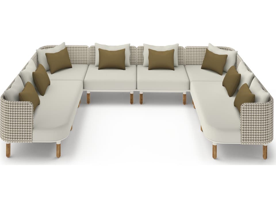 MamaGreen Daisy Mae Deep Seating Teak Wicker Sectional Outdoor Patio Lounge Set
