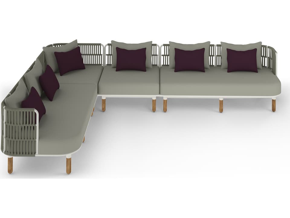 MamaGreen Daisy Rae Deep Seating Teak Rope Sectional Outdoor Patio Lounge Set