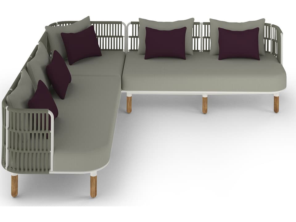 MamaGreen Daisy Rae Deep Seating Teak Rope Sectional Outdoor Lounge Set
